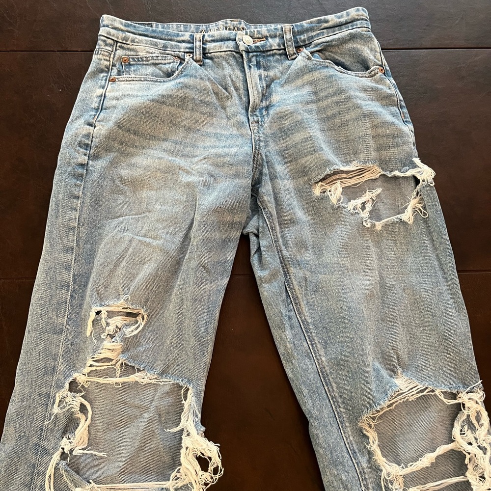 American Eagle Outfitters Light Blue Distressed Flare Jeans